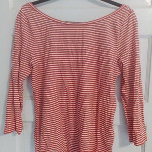 J.Crew top. Stripes. Red, white. Coral. Size L